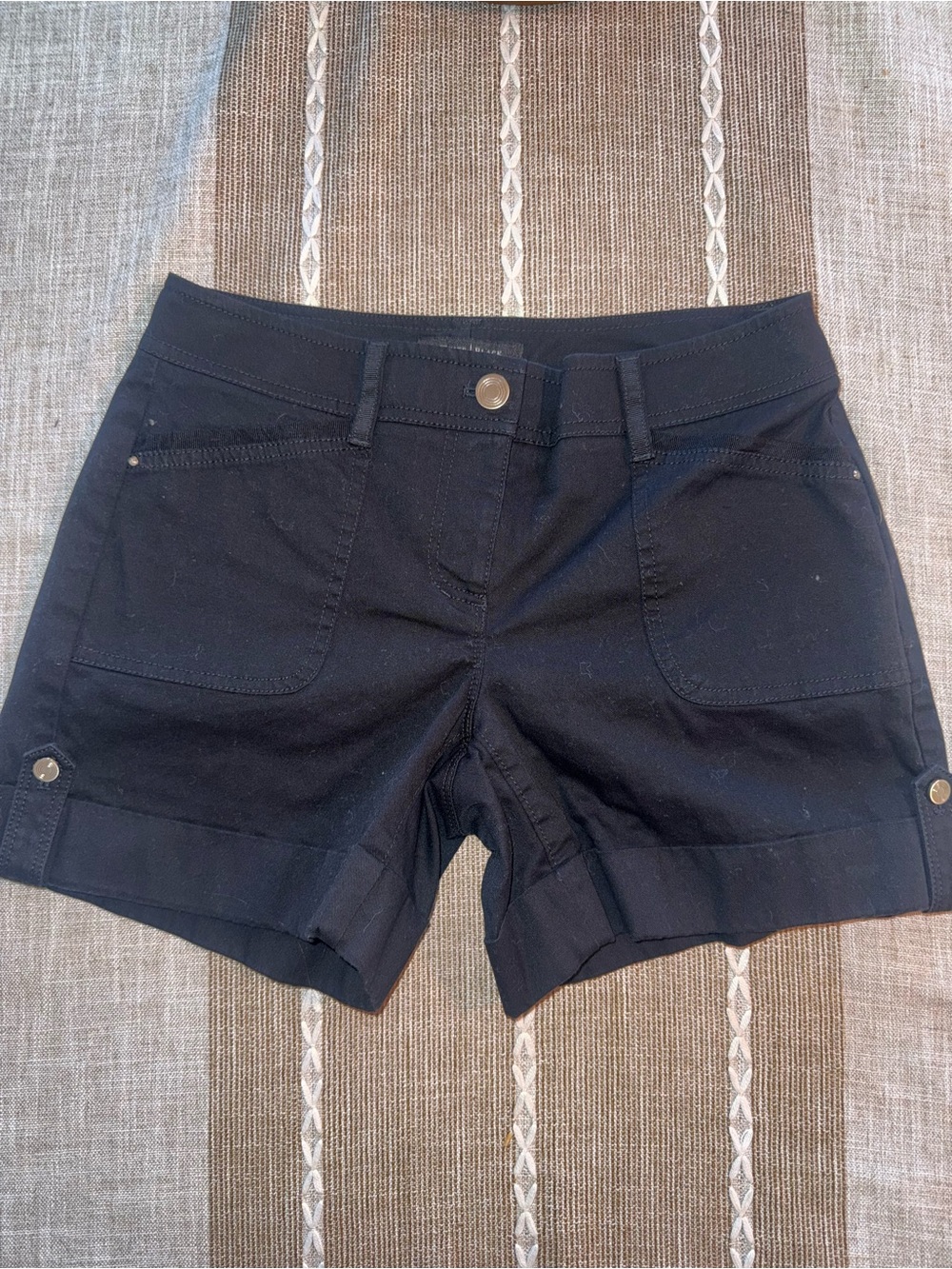 White House Black Market Black Rolled-Hem Stretch Bermuda Shorts